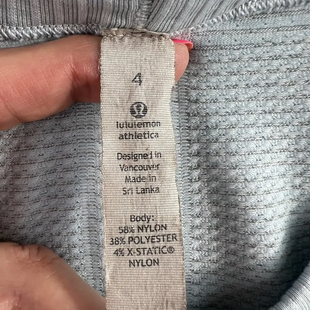 Lululemon 4 Run Swiftly Tech Long Sleeve Aquamarine Seamless Thumbholes Athletic